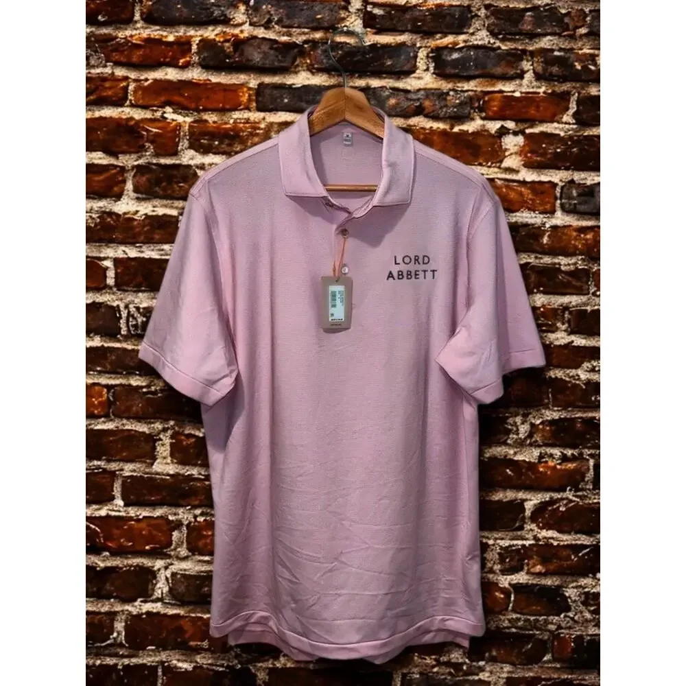 Peter Millar Lord Abbett Polo Mens M Summer Comfort Jubilee Stripe Pink NWT - Picture 7 of 8